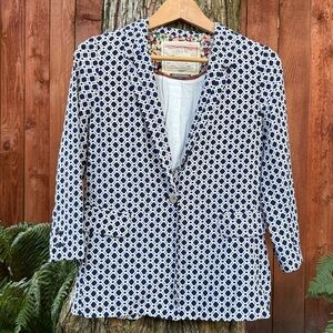 NWOT Cartonnier Navy and White Patterned Blazer